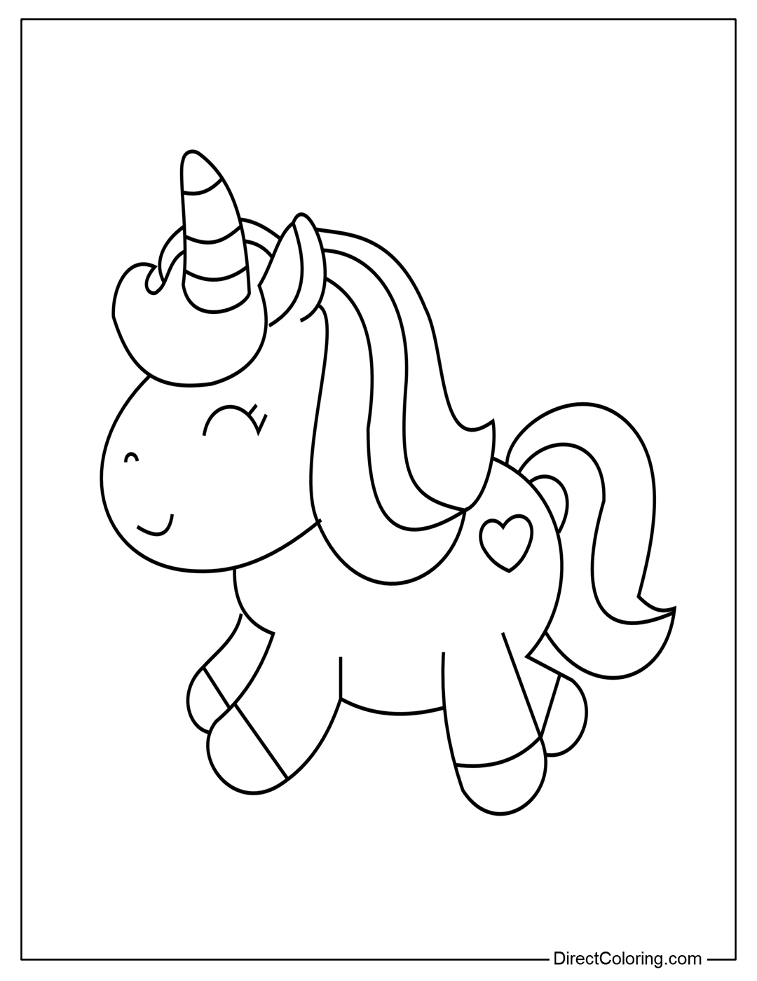 Simple Unicorn Coloring Page for Kids